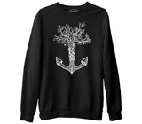 Tree Anchor Siyah Erkek Kalın Sweatshirt