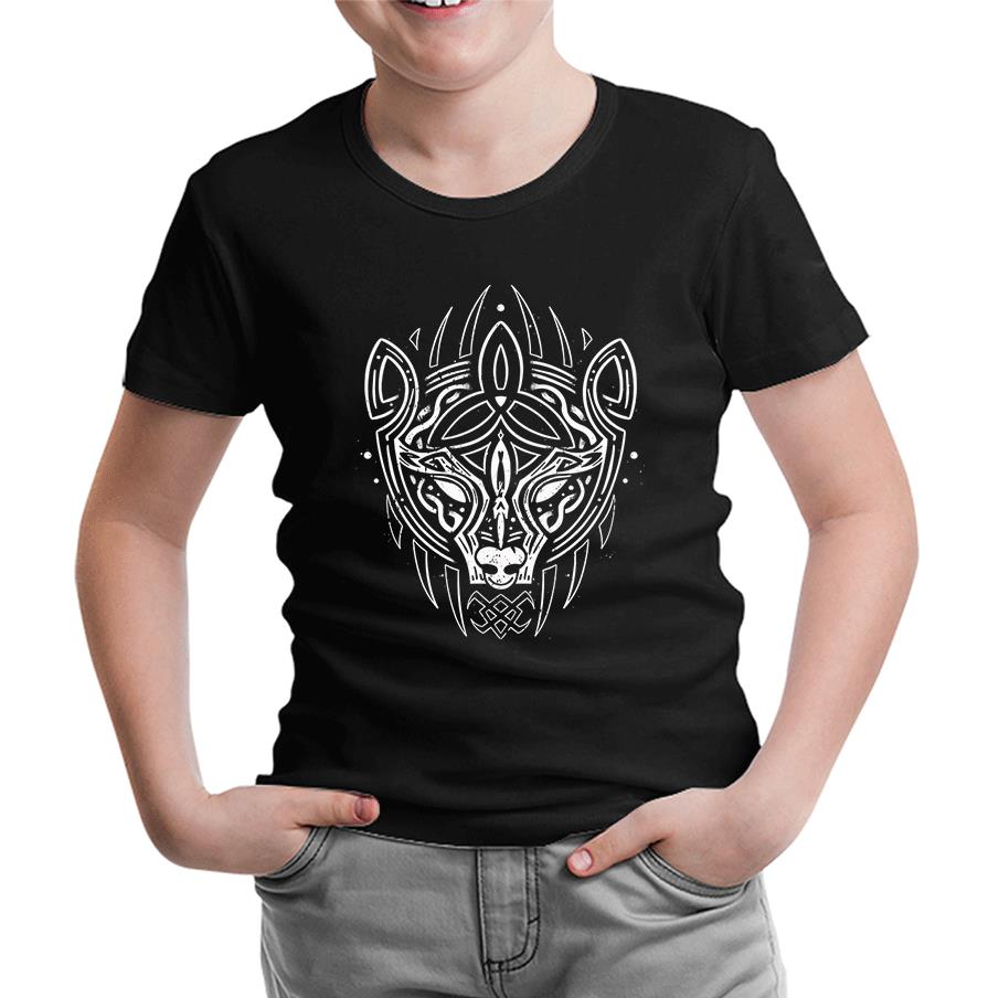 Tribal Viking Bear Siyah Çocuk Tshirt