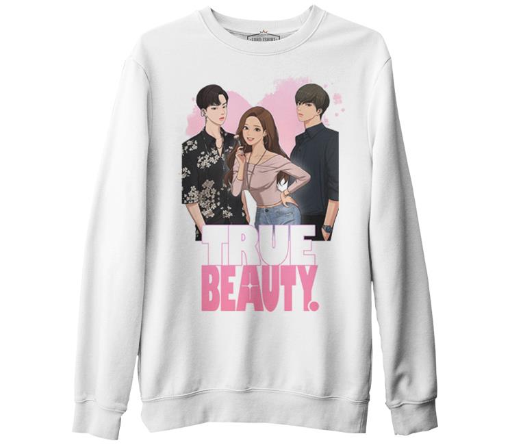 True Beauty - Heart White Men's Thick Sweatshirt