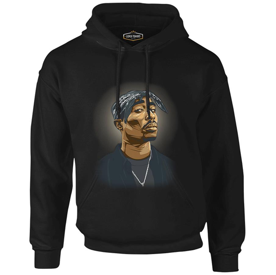 Tupac Shakur - Necklace Siyah Erkek Fermuarsız Kapşonlu