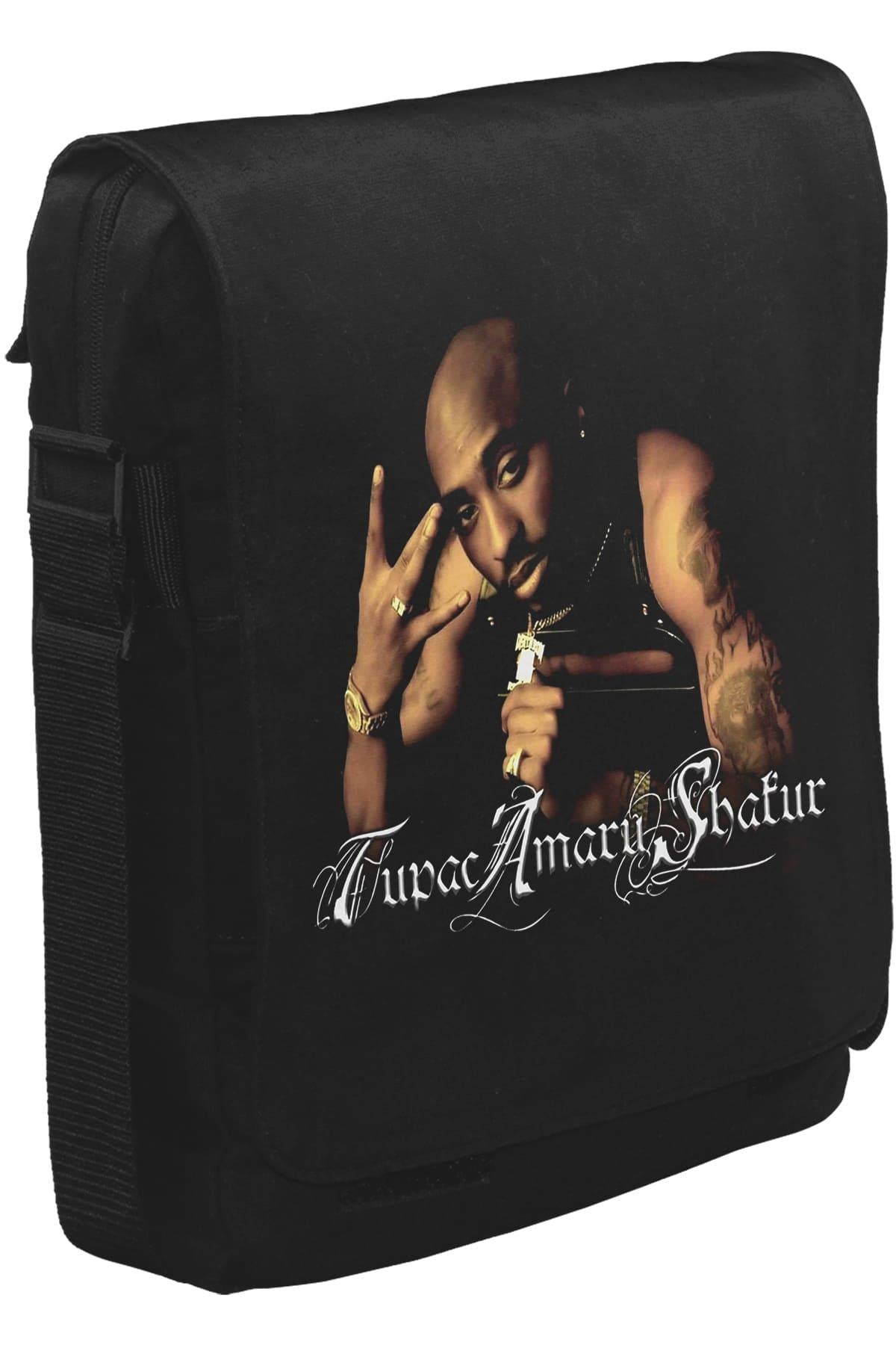 Tupac Shakur Unisex Siyah Postacı Çanta
