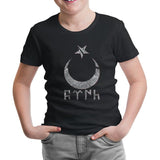 Turkish Crescent Star Black Kids Tshirt
