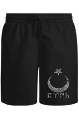 Türk Ay Yıldız Unisex Siyah Şort