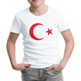 Turkish Flag - Crescent Star White Kids Tshirt