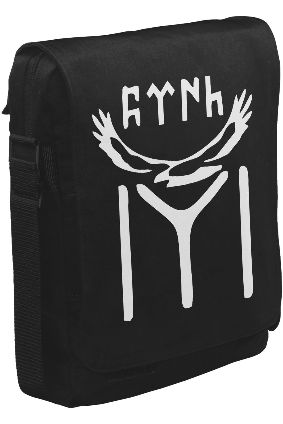 Türk Kayı Boyu Bayrak - Logo Unisex Siyah Postacı Çanta