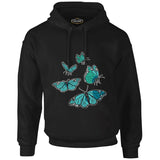 Turquoise Butterflies Black Men's Zipperless Hoodie