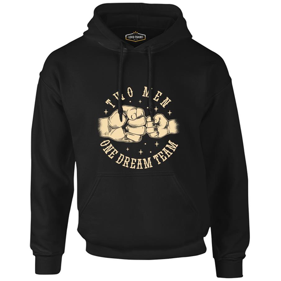 Two Man One Team Black Men's Zipperless Hoodie