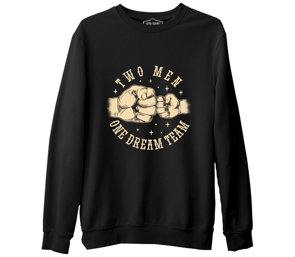 Two Man One Team Siyah Erkek Kalın Sweatshirt