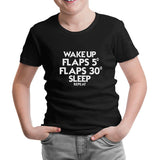 Flight - Flap Black Kids Tshirt