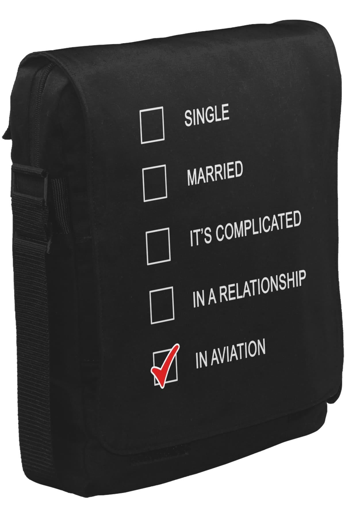 Uçuş - In Aviation Unisex Siyah Postacı Çanta