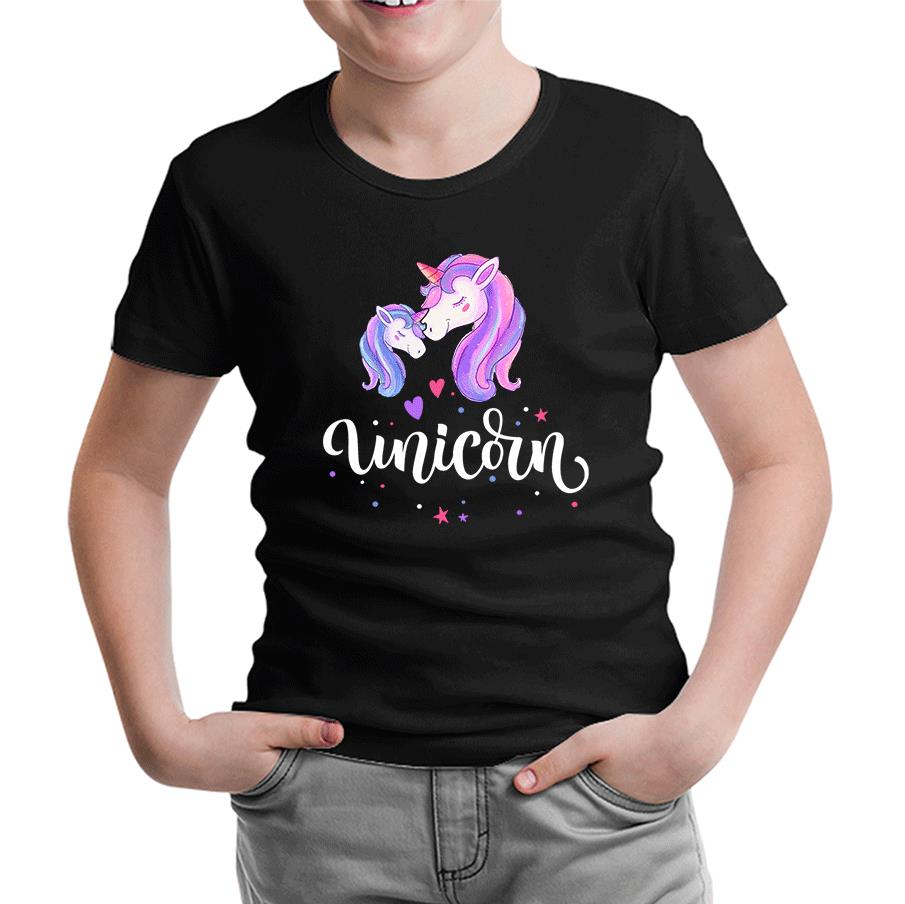 Unicorn Mother's Day Black Kids Tshirt