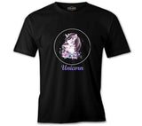 Unicorn Çiçek Anneler Günü Siyah Unisex Tshirt