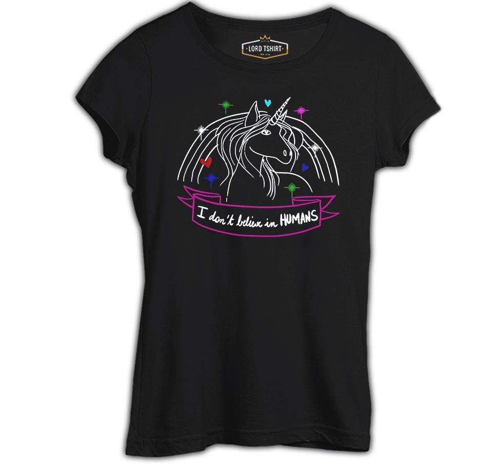 Unicorn - I Don't Believe in Humans Siyah Bayan Tshirt