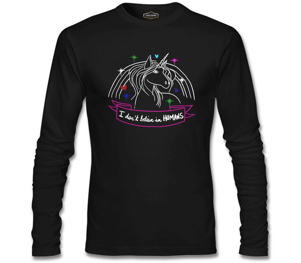 Unicorn - I Don't Believe in Humans Siyah Erkek Sweatshirt