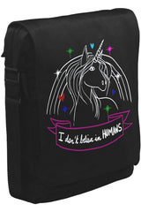 Unicorn - I Don't Believe in Humans Unisex Siyah Postacı Çanta
