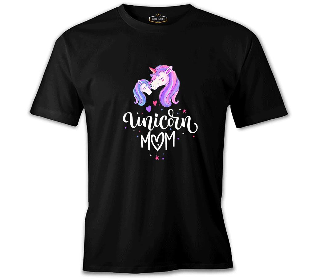 Unicorn Mom Anneler Günü Siyah Unisex Tshirt
