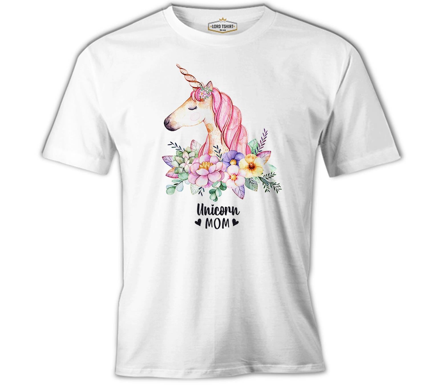 Unicorn Mom Pink Anneler Günü Beyaz Unisex Tshirt