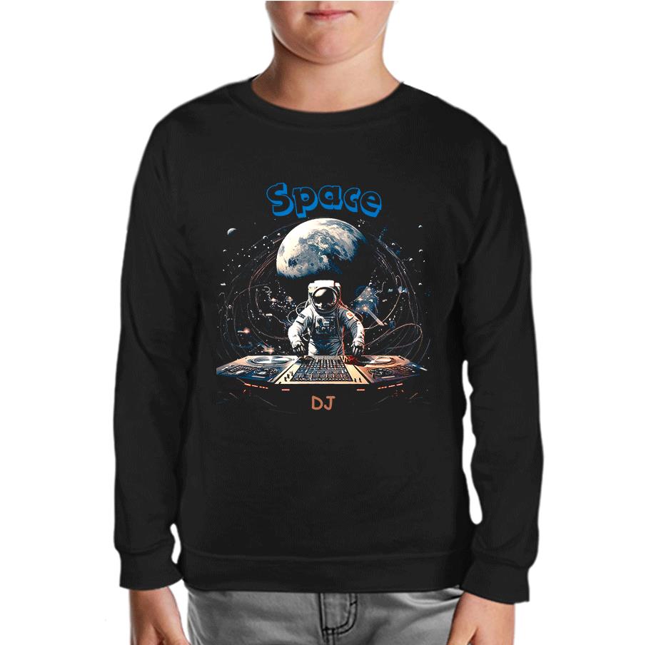 Space - Astronaut DJ Black Kids Sweatshirt 