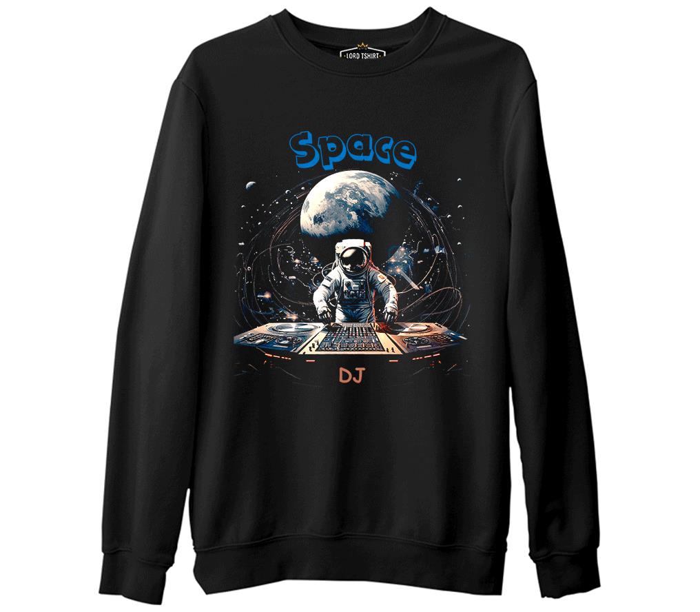 Space - Astronaut DJ Black Men's Thick Sweatshirt 