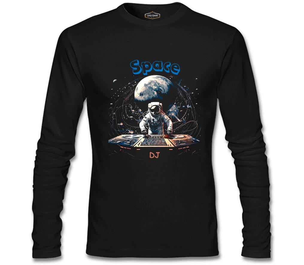 Uzay - Astronot DJ Siyah Erkek Sweatshirt