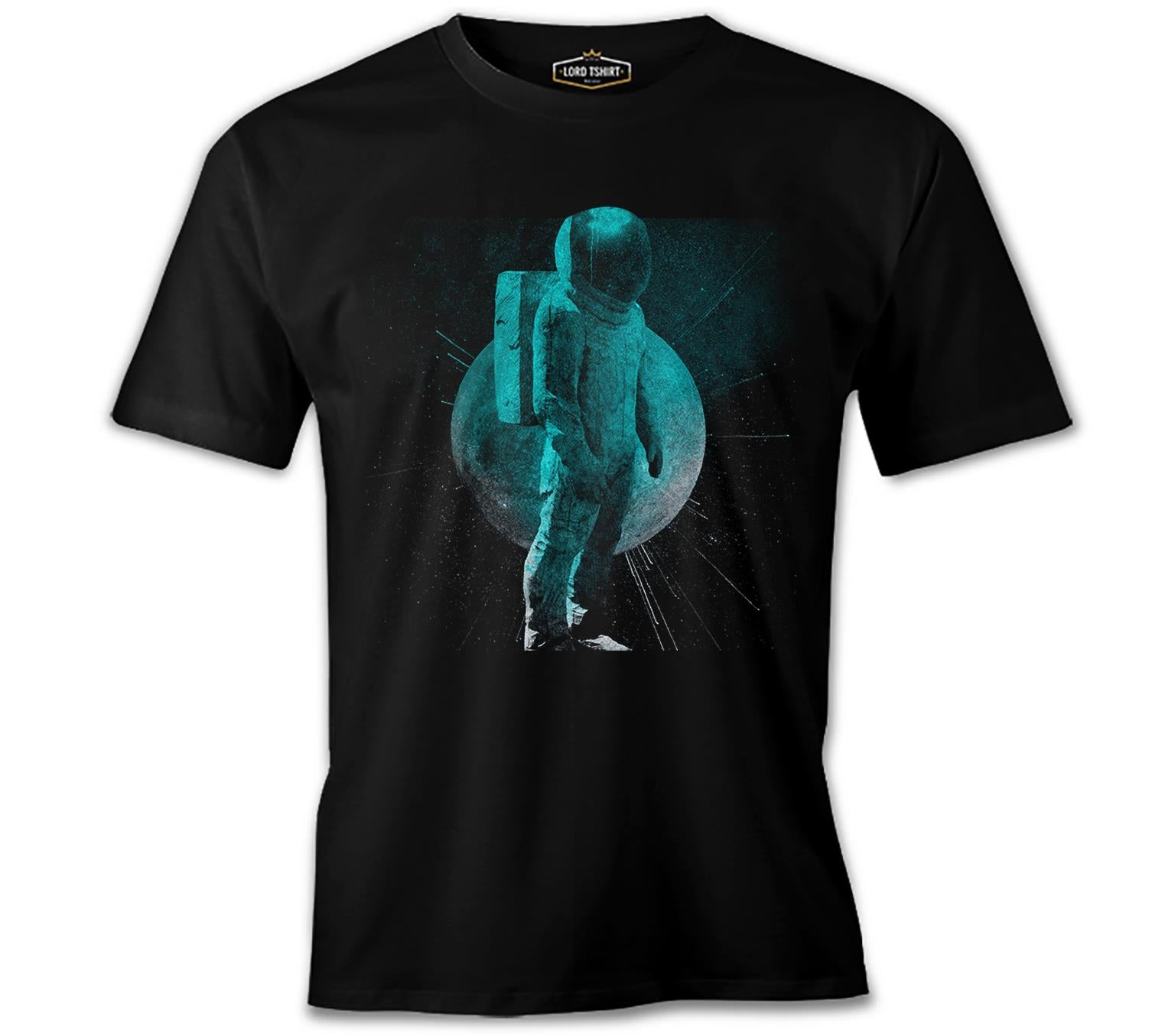 Uzay - Astronot Gezegen Explotion Siyah Erkek Tshirt