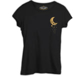 Space - Stars Falling from the Moon Black Women's Tshirt