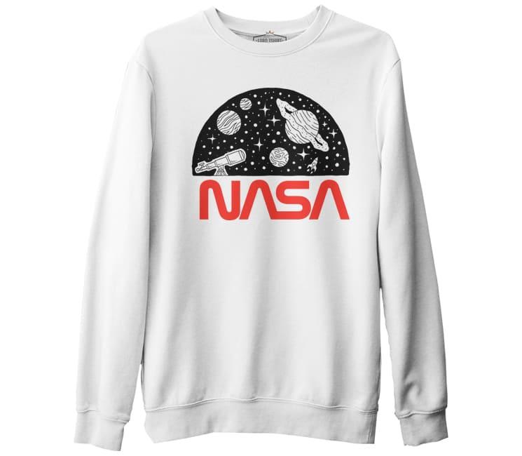 Uzay - Nasa Teleskop Beyaz Erkek Kalın Sweatshirt