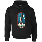 Travel to Space Rocket Takeoff Printed Black Men's Zipperless Hoodie 