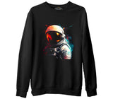 Uzayın Renkleri - Astronot Siyah Erkek Kalın Sweatshirt