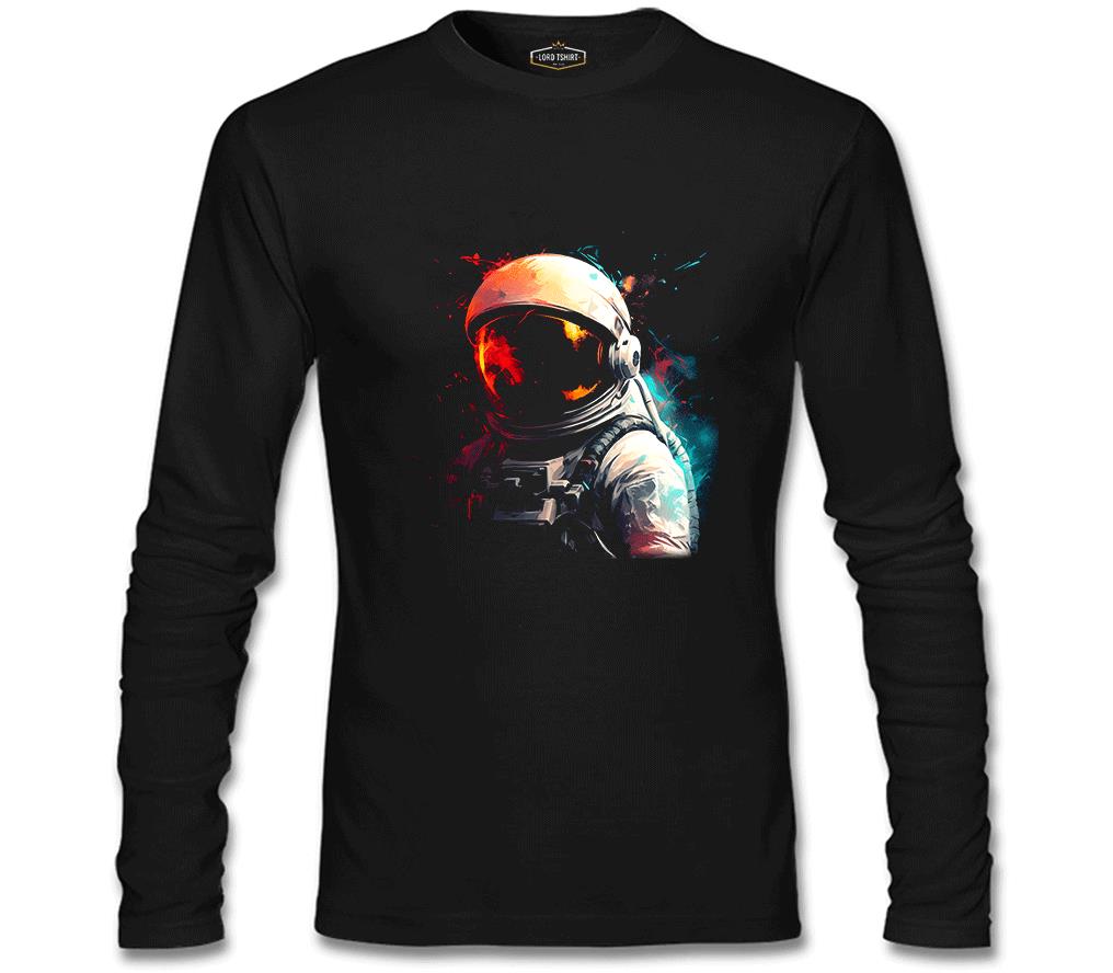 Uzayın Renkleri - Astronot Siyah Erkek Sweatshirt