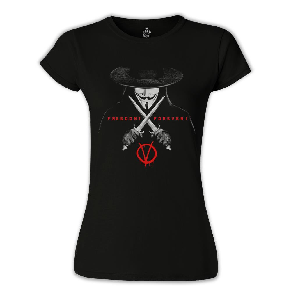 V for Vendetta - Freedom Black Women's Tshirt