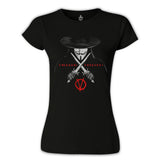 V for Vendetta - Freedom Siyah Kadın Tshirt