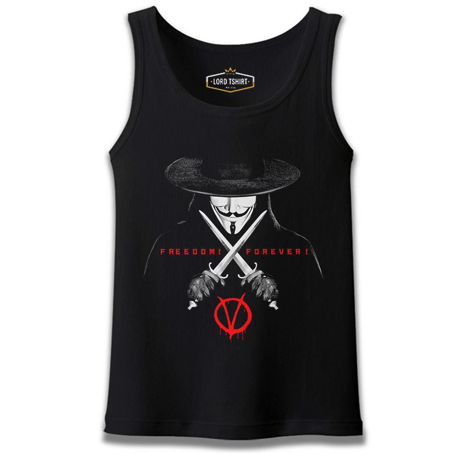 V for Vendetta - Freedom Siyah Erkek Atlet