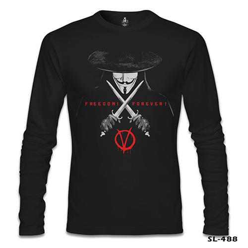 V for Vendetta - Freedom Siyah Erkek Sweatshirt