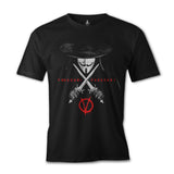 V for Vendetta - Freedom Siyah Erkek Tshirt