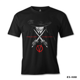 V for Vendetta - Freedom Siyah Erkek Tshirt