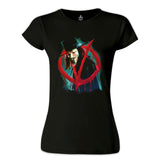 V for Vendetta - Give him a Mask Siyah Kadın Tshirt