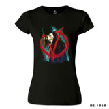 V for Vendetta - Give him a Mask Siyah Kadın Tshirt