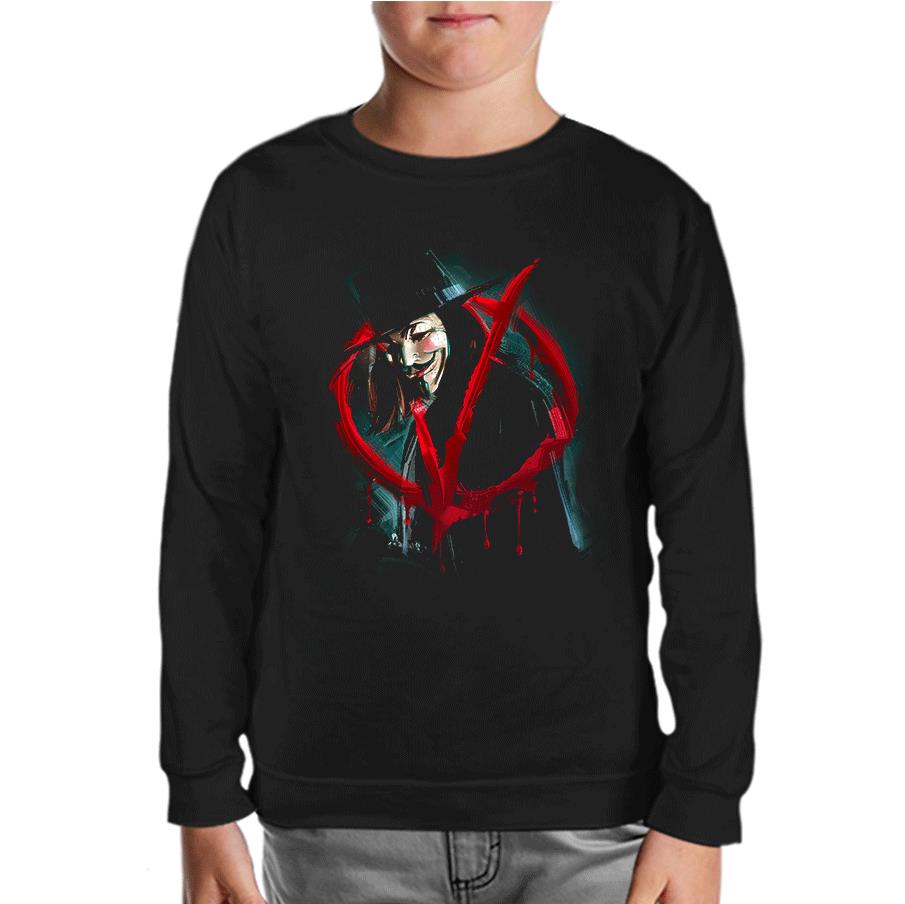 V for Vendetta - Give him a Mask Black Kids Sweatshirt