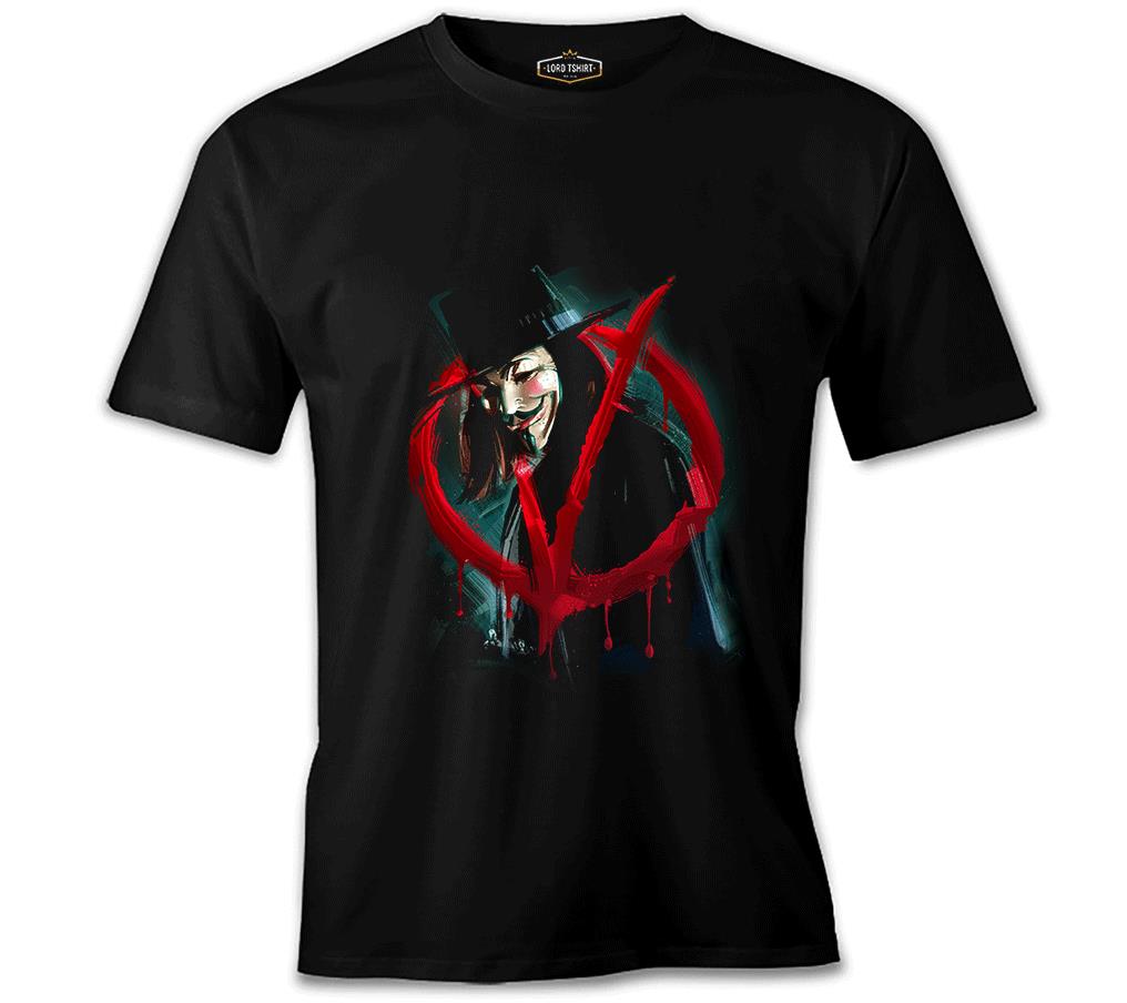 V for Vendetta - Give him a Mask Siyah Erkek Tshirt