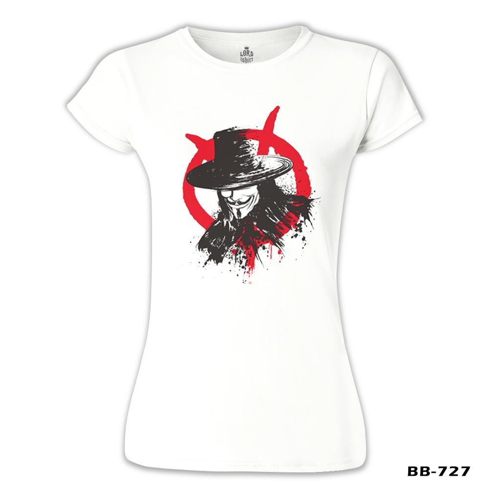 V for Vendetta - Rebel Beyaz Kadın Tshirt