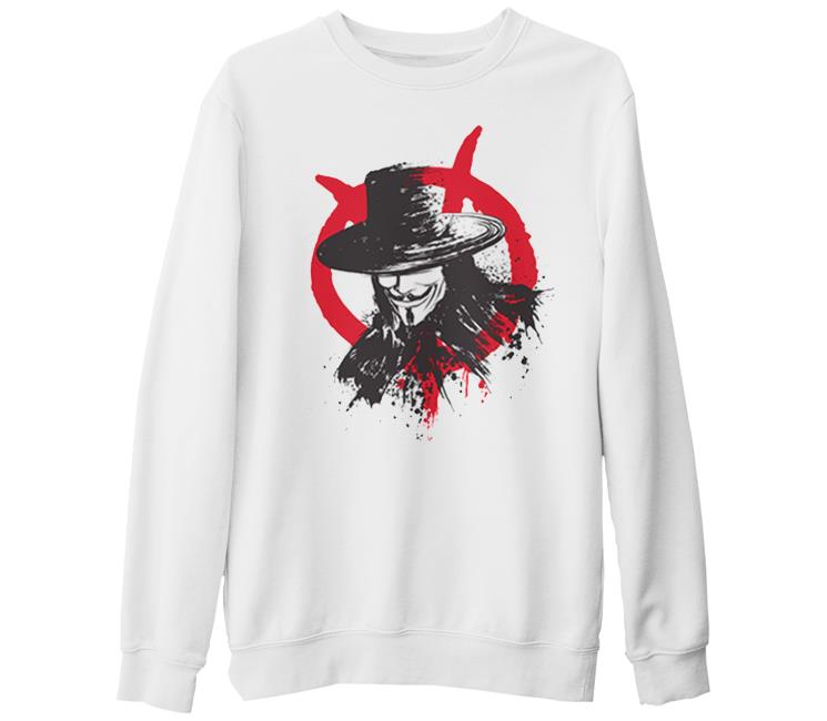 V for Vendetta - Rebel White Thick Sweatshirt