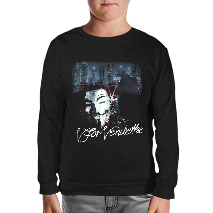 V for Vendetta Black Kids Sweatshirt