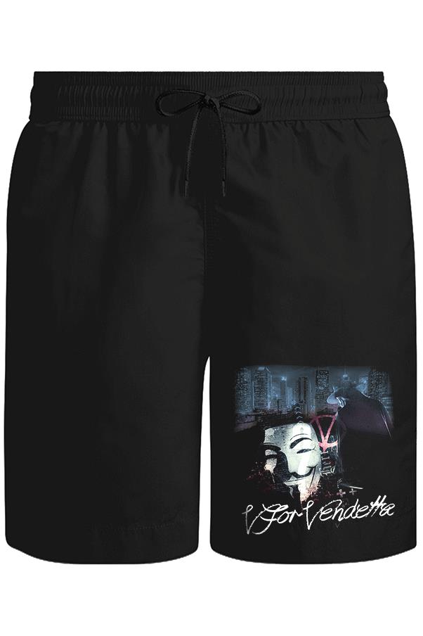 V for Vendetta Unisex Siyah Şort