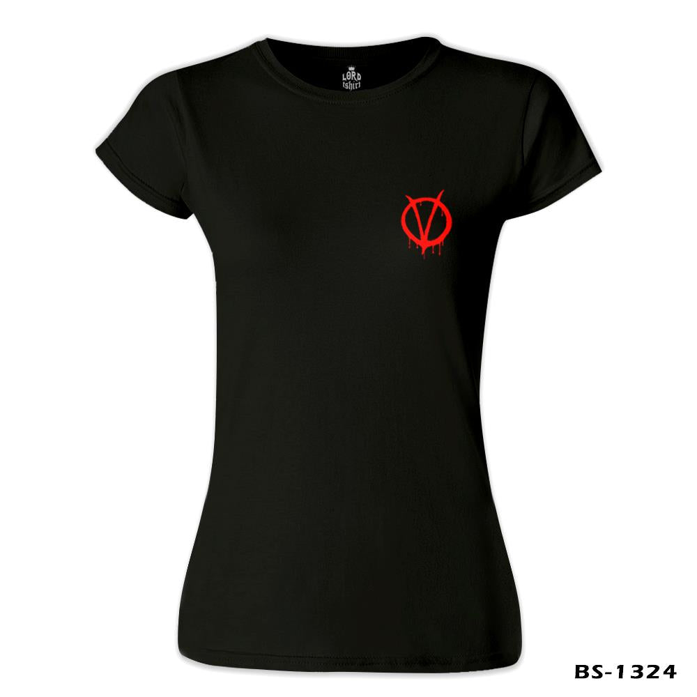 V for Vendetta - V logo Siyah Kadın Tshirt