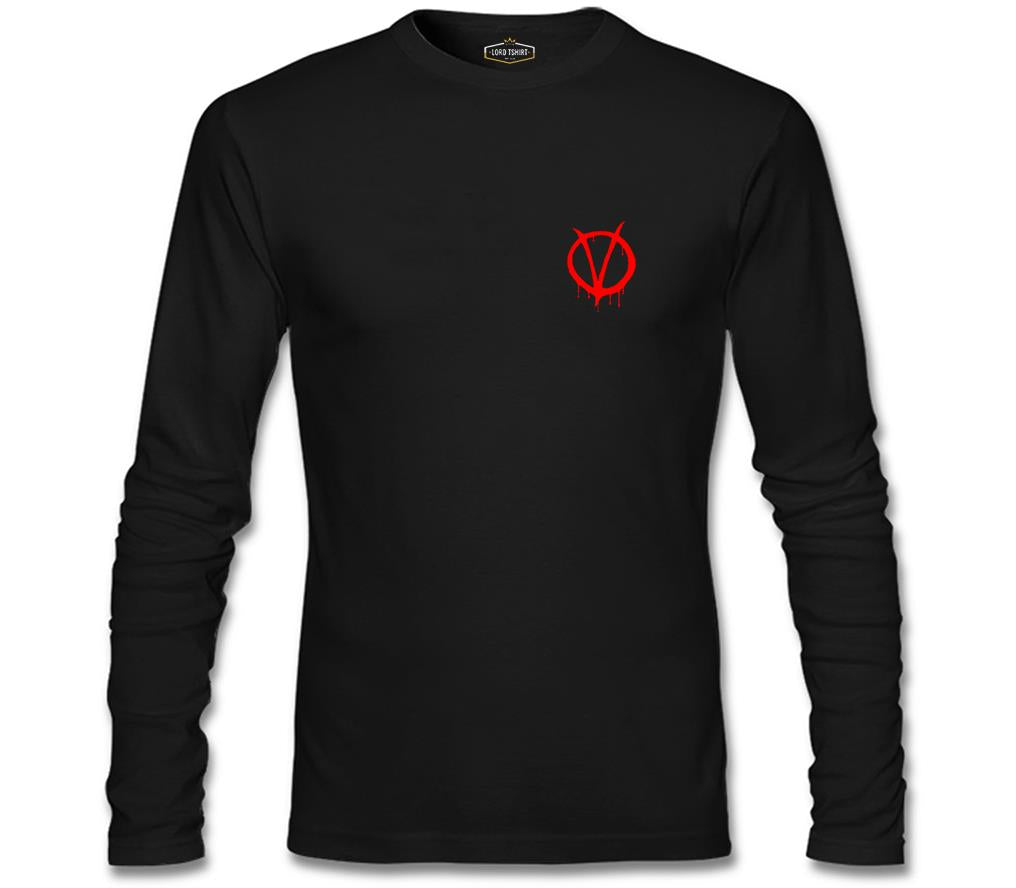 V for Vendetta - V logo Siyah Erkek Sweatshirt