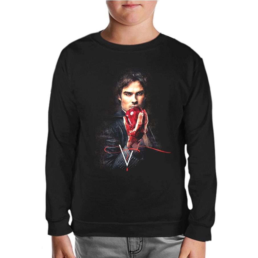 Vampire Diaries - Damon Siyah Çocuk Sweatshirt