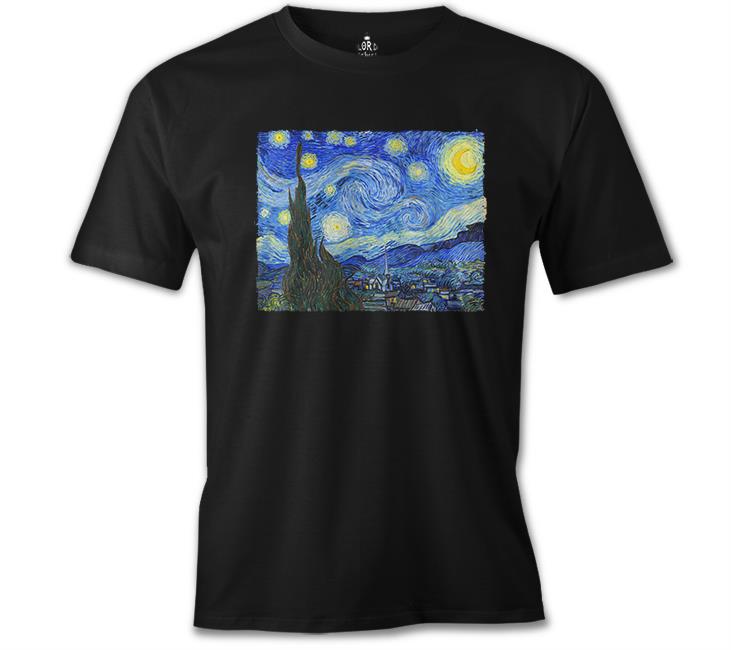 Van Gogh - Yıldızlı Gece Siyah Erkek Tshirt - Lord Tshirt