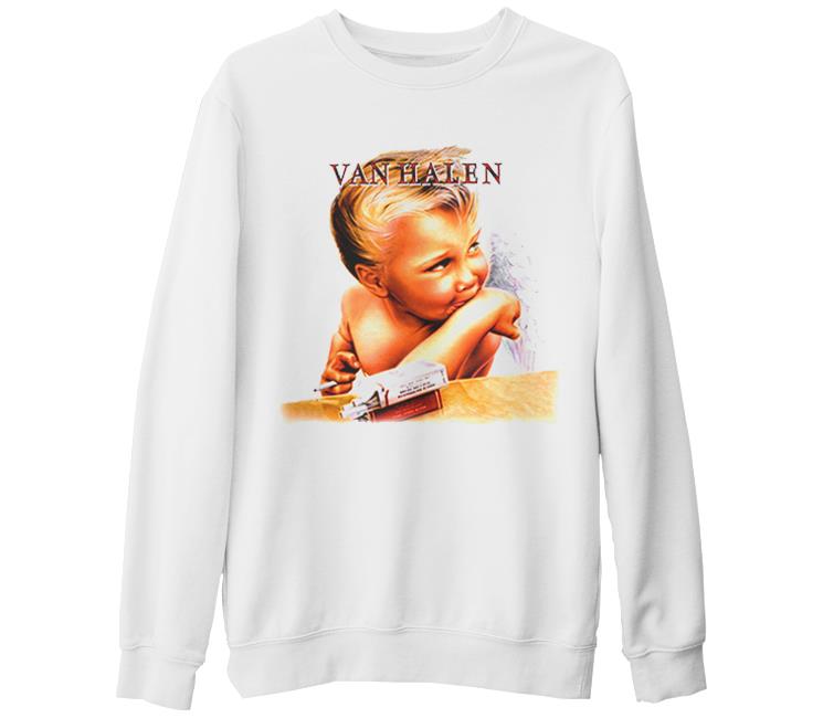 Van Hallen - Angel Beyaz Kalın Sweatshirt