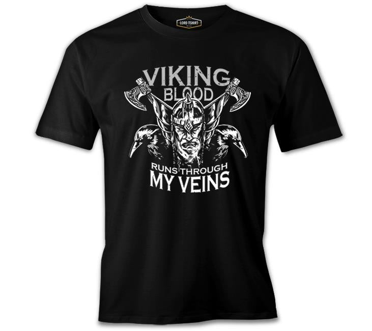 Viking Blood Crows and Axes Siyah Erkek Tshirt